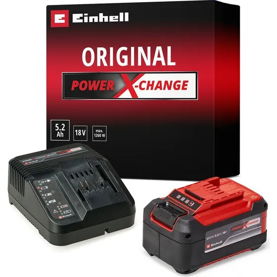 Einhell 5.2 Ah PXC Starter-Kit 18V Li-Ion batterioplader, sort/rød