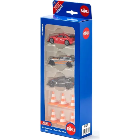 SIKU Racer-gavesæt: 4 biler + 6 pyloner