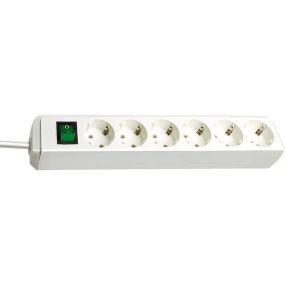 Brennenstuhl Eco-Line 6-stik Hvid 1,5m med afbryder