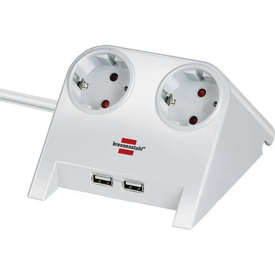 Brennenstuhl Desktop USB-stik 2x + 2x USB, poleret hvid, 1,8 m