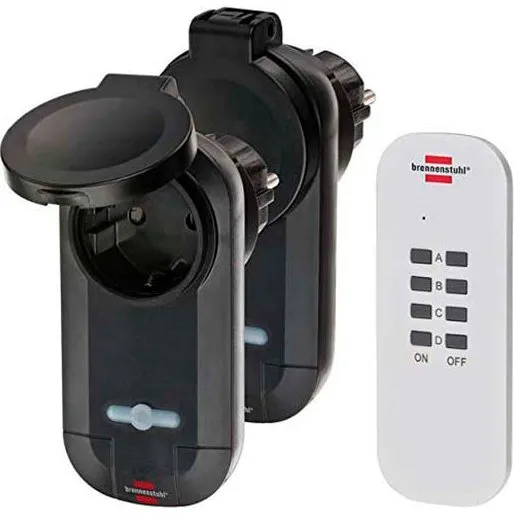 Brennenstuhl Fjernbetjent Stikkontakt 2-Pack Sort