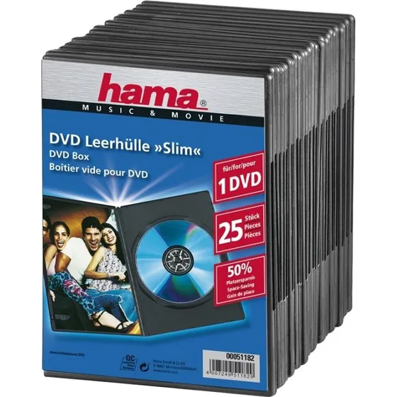 Hama DVD-Box Slim Sort 25-pak