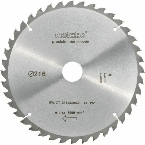 Metabo 628060000 Rundsavskive 216 mm, 40 tænder