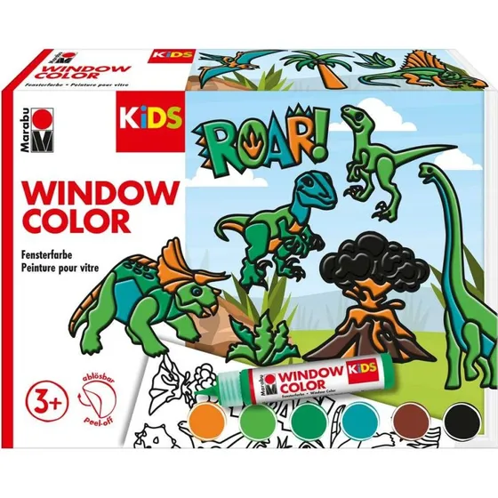 Marabu Fun & Fancy Vinduesmaling Dinosaur 6x25 ml