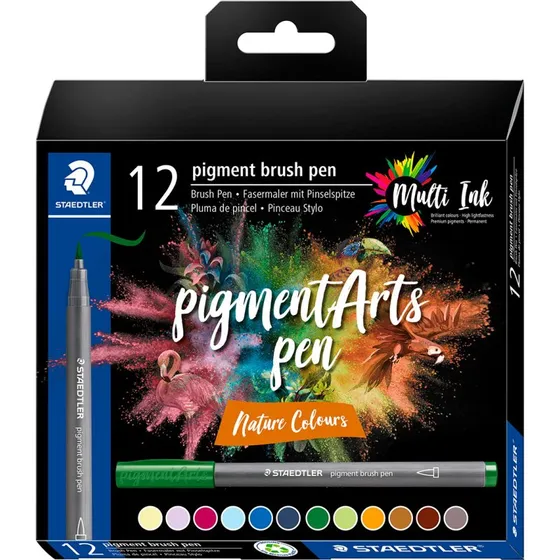 Staedtler Pigment Arts Brush Pen 12 farver Nature Colours