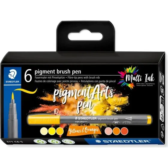 Staedtler Pigment Arts Brush Pen 6 Farver