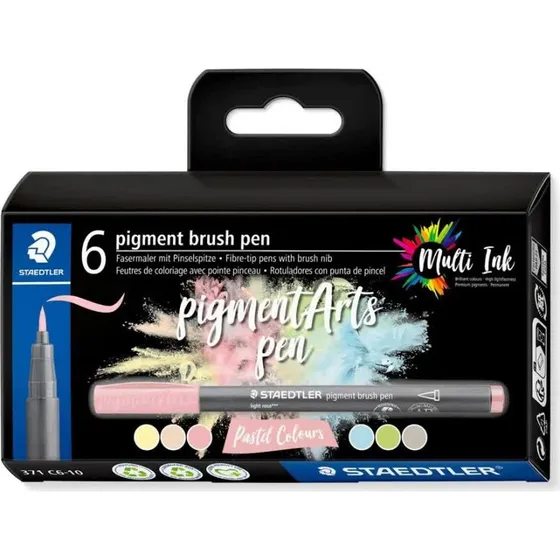Staedtler Brush Pen Pigment Pastel 6 farver