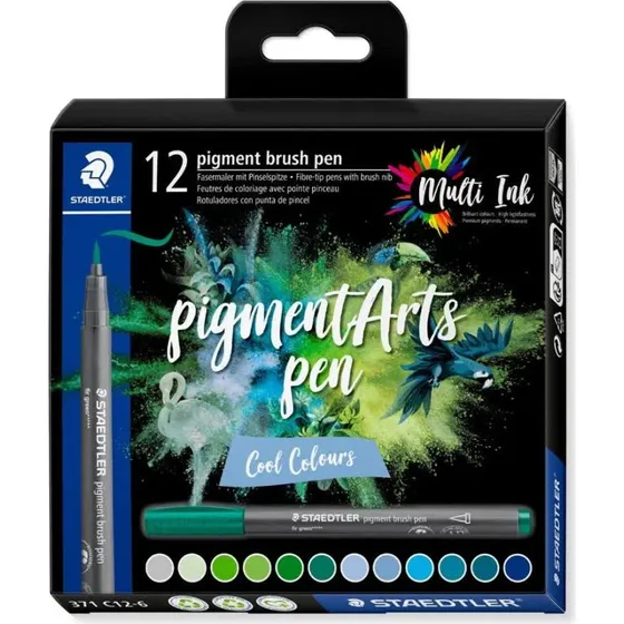 Staedtler Pigment Arts Pen Cool Colours 12 Farver