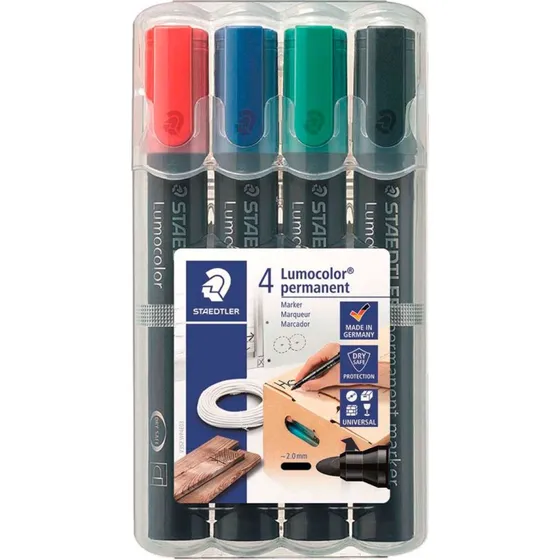 Staedtler Lumocolor Permanent Marker 2mm 4 farver