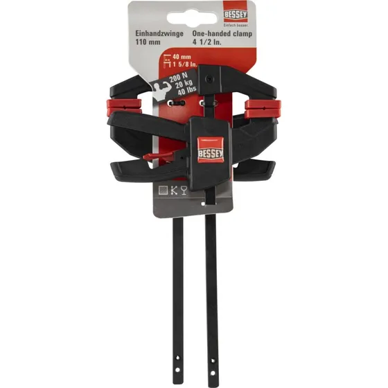 Bessey EZS11-4 F-klemme 11 cm, 2 stk, Sort/Orange