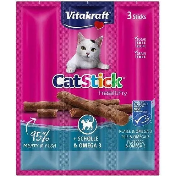 Vitakraft CatStick Mini Rødspætte & Omega-3 3 stk