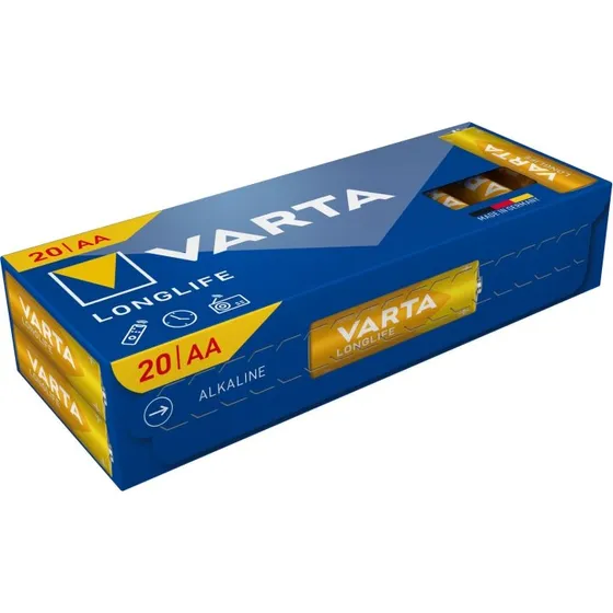Varta Longlife AA 20-pack – Långvarig energi, 10 år holdbarhed
