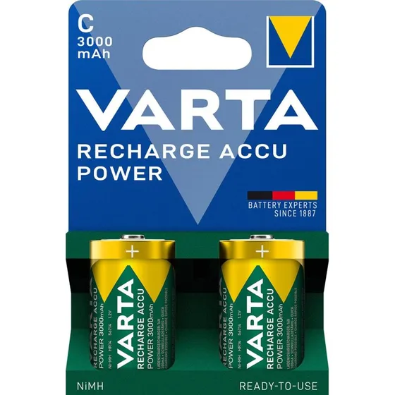 Varta Rechargeable C-batterier 3000mAh 2-pack