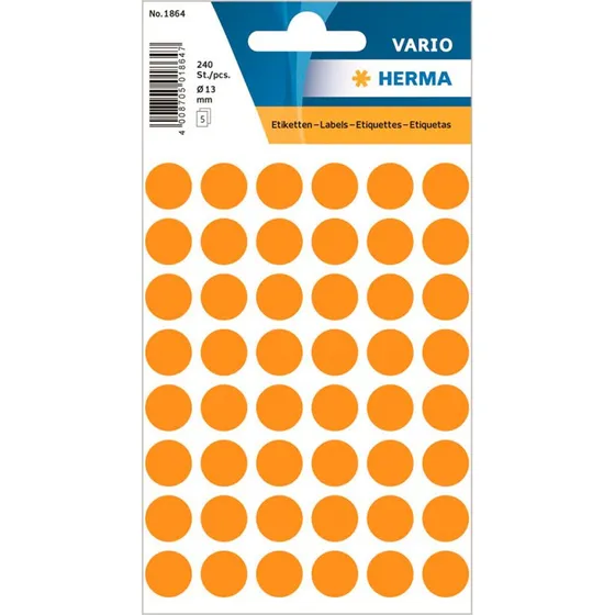Herma Runde Etiketter 12 mm Neon Orange 240 stk
