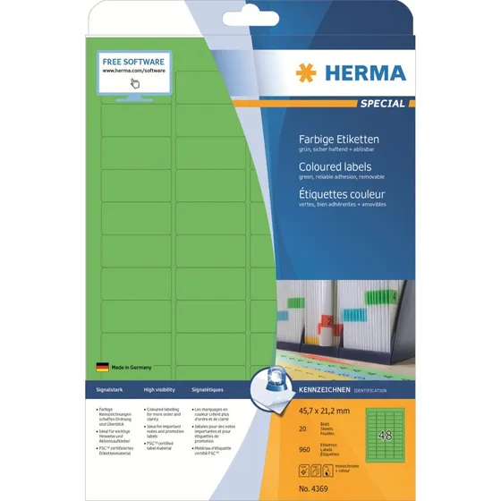 HERMA Special Grøn Papiretiket 45,7 x 21,2 mm, 960 stk
