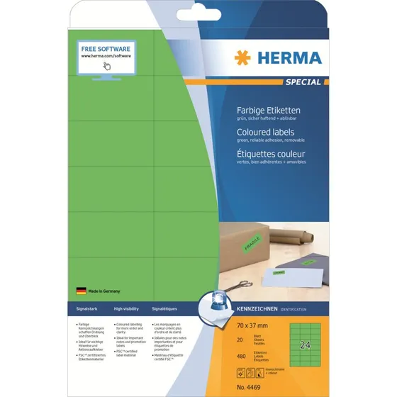HERMA Special Grønne Etiketter 70x37 mm, 480 stk