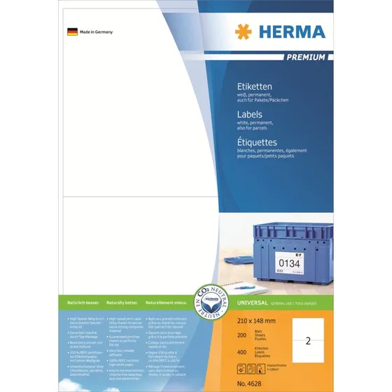 HERMA Premium Laminerede Etiketter A5 400 stk