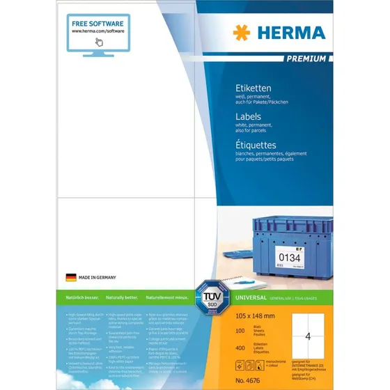 Herma Premium Hvid Laminerede Etiketter A6 (400 stk)