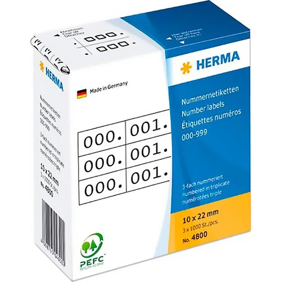 Herma Nummeretiketter 10x22 mm, 3000 stk