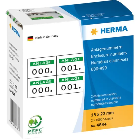 HERMA Selvklæbende Nummermærkater 15 x 22 mm, 2000 stk