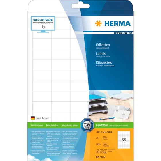 Herma Special Hvid Adresseetiketter 38,1x21,2 mm 1625 stk