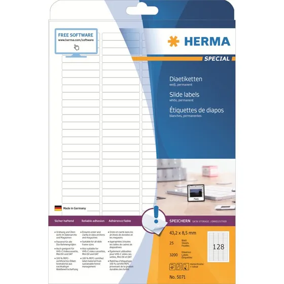 HERMA Special Glidemærkater 43,2 x 8,5 mm, 3200 stk