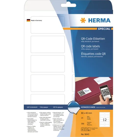 HERMA Special Uigennemsigtige Mappemærkater 80 x 40 mm, 300 stk