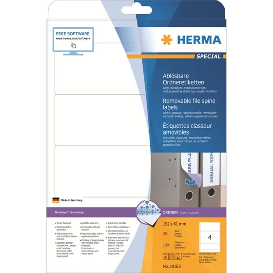 HERMA Special Uigennemsigtige Mappemærkater 192 x 61 mm, 100 stk