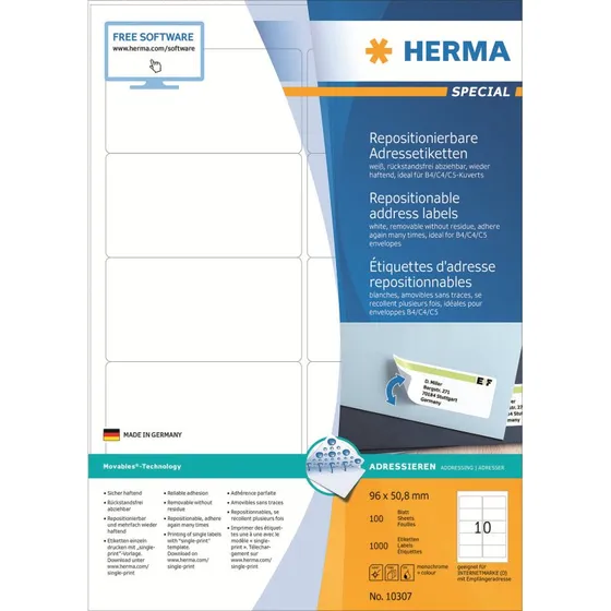 HERMA Special Adresseetiketter 96 x 50,8 mm, 1000 stk
