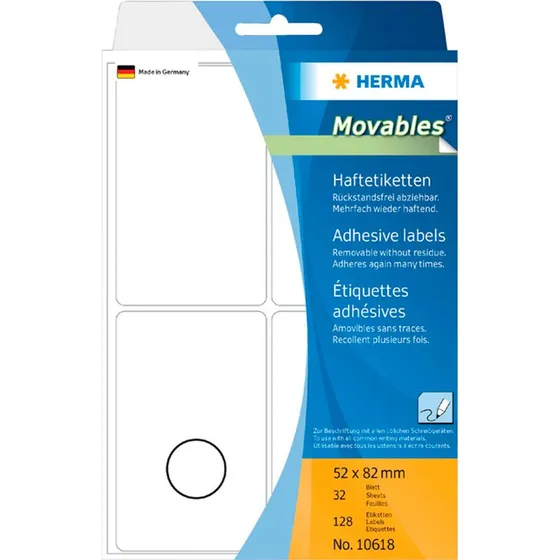 Herma Movables Hvid Flytbare Etiketter 52x82 mm 128 stk