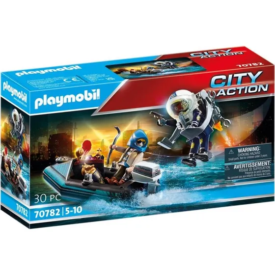 Playmobil 70782 Politi-jetpack med båd – Anholdelse af kunsttyven