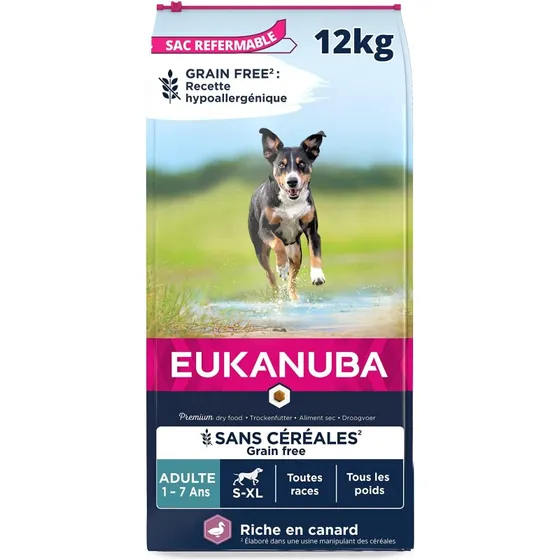 Eukanuba Adult Grain Free And, alle racer, 12 kg