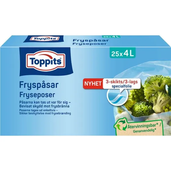 Toppits Fryseposer 4L, 25 stk. (10 kasser)