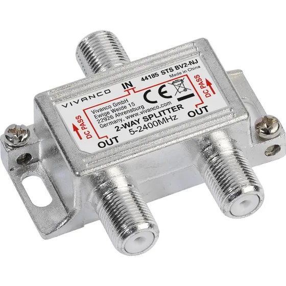 Vivanco 44185 2-vejs SAT-kabelsplitter (Sølv)
