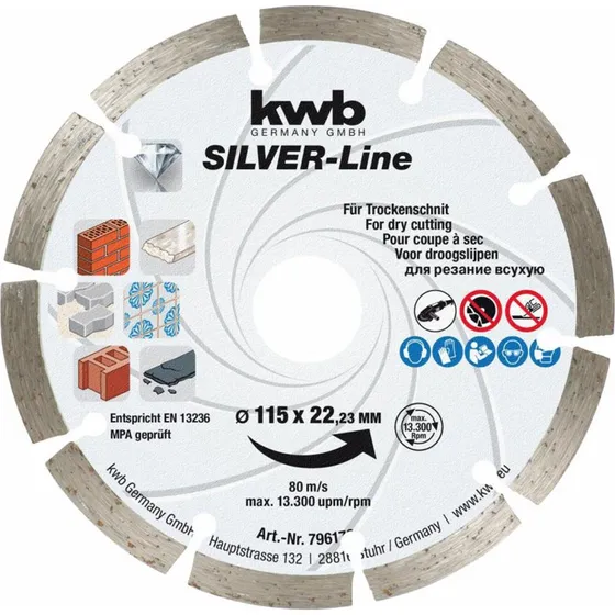 Kwb Silver-Line Diamantskæreskive Ø115x22,23mm