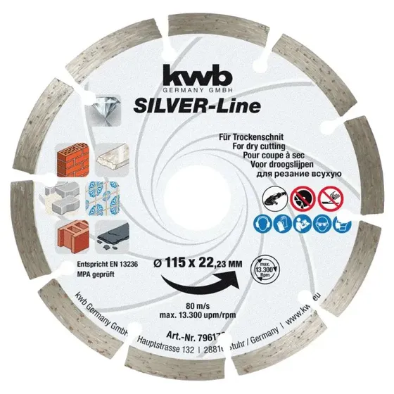 KWB Diamantskæreskive Ø125 x 22 mm, 7 mm tyk, 2,5 mm fortanding
