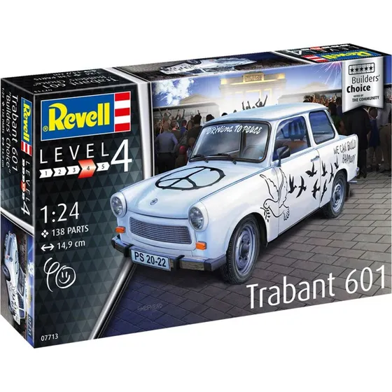 Revell Trabant 601S Builders Choice Modelbil 1:24, 138 dele, hvid
