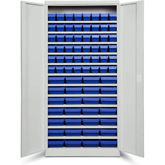 ASPB Opbevaringsskab Mod4 1980x980x470 mm, 76 blå kasser