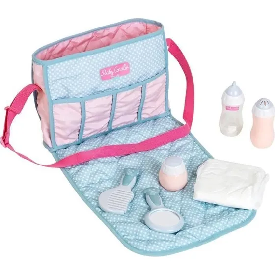 KLEIN Princess Coralie Pusletaske med 7 Babytilbehør, Pink, 26 x 20 x 7 cm