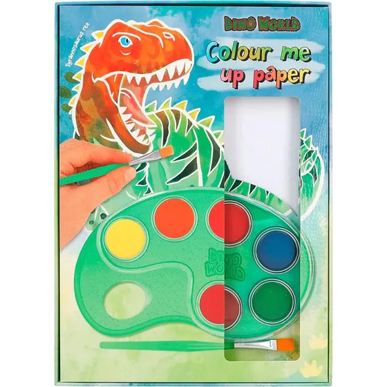 Dino World Colour Me Up Papir – 10 Ark med Akvarelfarver