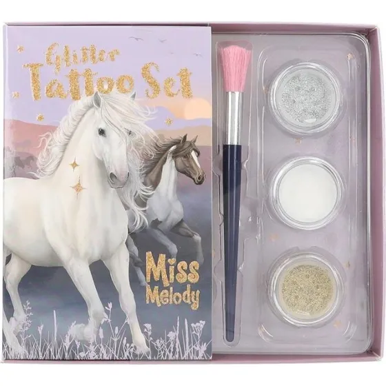 Miss Melody Glittertatoveringssæt Night Horses, 41 selvklæbende med glitter
