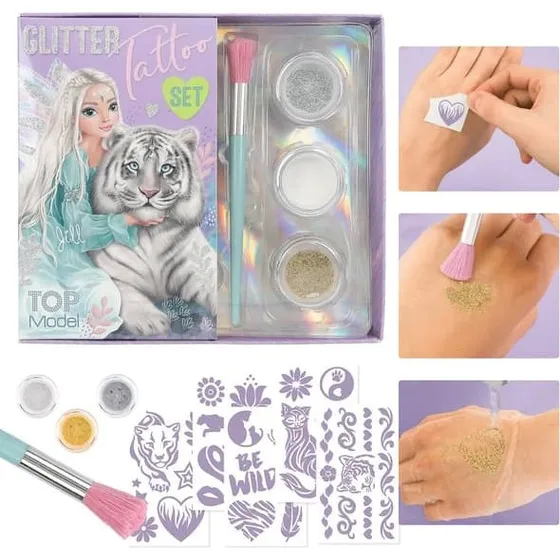 TOPModel Glitter Tattoo Set med 30 Motiver - Fantasy Tiger