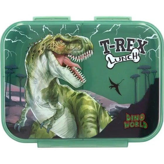Dino World Reflector Madkasse 3 Rum, Mørkegrøn