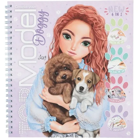 TOPModel Doggy Aktivitetsbog – 40+ Spiralbundne Sider med Klistermærker