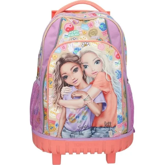 TOPModel Skolerygsæk Trolley GIRL POWER Beige/Lila/Koral 34x24x50 cm