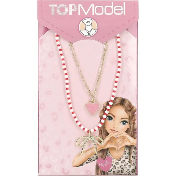 TOPModel Leoheart Dobbelt Halskæde - Guld/Pink/Hvid/Rød, 46,5 cm + 5 cm