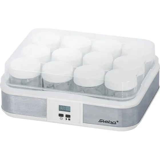 Steba Yoghurtmaker med 12 glas, 2,5 liter, rustfrit stål/hvid
