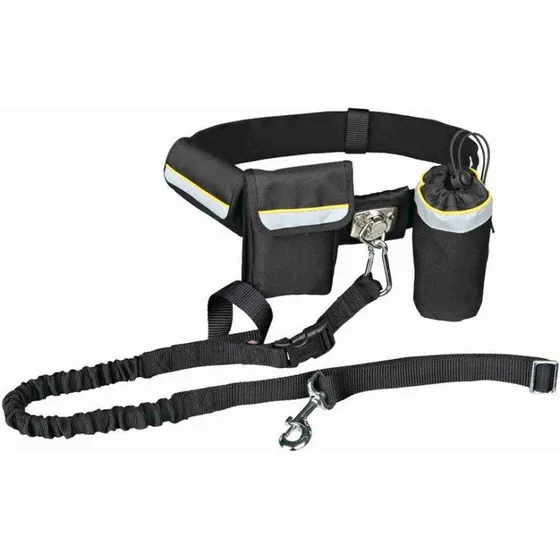Trixie Waist Belt med Leash 60-120 cm, Svart/Grå