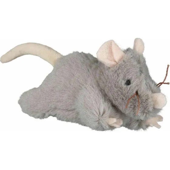Trixie Mus med katnip og lyd, grå, 15 cm