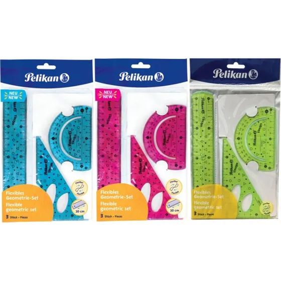 Pelikan Geometrisæt Fleksibel 3 Dele Assorteret